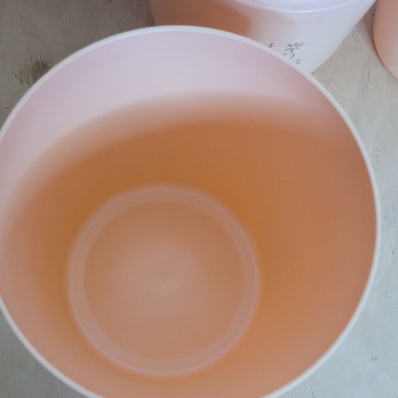 MCM Pink Plastic Canister Set of 3 With Lids Sugar Coffee Tea Nesting Storage - Picture 9 of 13